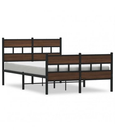 vidaXL Bed Frame without Mattress with Headboard and — Colour: brown oak, Size: 120 x 200 cm, Model: with headboard & footboard