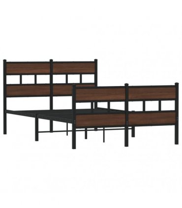 vidaXL Bed Frame without Mattress with Headboard and — Colour: brown oak, Size: 120 x 200 cm, Model: with headboard & footboard