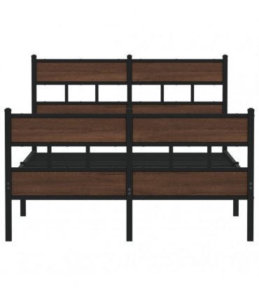 vidaXL Bed Frame without Mattress with Headboard and — Colour: brown oak, Size: 120 x 200 cm, Model: with headboard & footboard