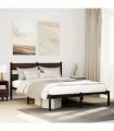 vidaXL Bed Frame without Mattress with Headboard Brown Oak 140x200 cm — Size: 140 x 200 cm