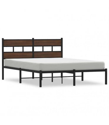 vidaXL Bed Frame without Mattress with Headboard Brown Oak 140x200 cm — Size: 140 x 200 cm