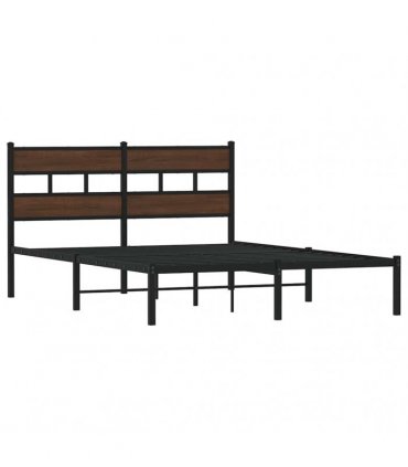 vidaXL Bed Frame without Mattress with Headboard Brown Oak 140x200 cm — Size: 140 x 200 cm