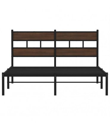 vidaXL Bed Frame without Mattress with Headboard Brown Oak 140x200 cm — Size: 140 x 200 cm