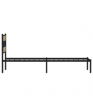 vidaXL Metal Bed Frame without Mattress Sonoma Oak 100x190 cm — Size: 100 x 190 cm, Model: with headboard