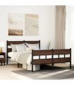 vidaXL Metal Bed Frame without Mattress Brown Oak 160x200 cm — Size: 160 x 200 cm, Model: with headboard & footboard