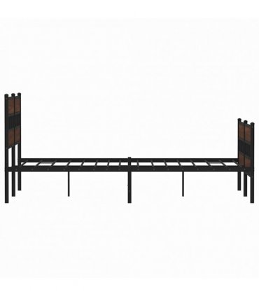 vidaXL Metal Bed Frame without Mattress Brown Oak 160x200 cm — Size: 160 x 200 cm, Model: with headboard & footboard