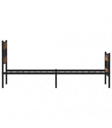 vidaXL Metal Bed Frame without Mattress Smoked Oak 90x190 c — Size: 90 x 190 cm, Model: with headboard & footboard — V0671990296