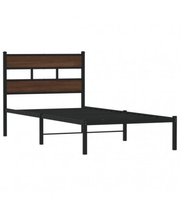vidaXL Bed Frame without Mattress with Headboard Brown Oak 90x190 cm Single — Size: 90 x 190 cm