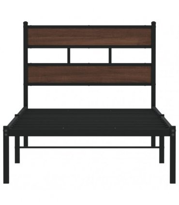 vidaXL Bed Frame without Mattress with Headboard Brown Oak 90x190 cm Single — Size: 90 x 190 cm