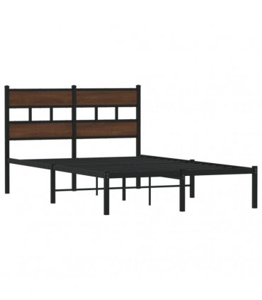 vidaXL Bed Frame without Mattress with Headboard Brown Oak 120x190 cm Small Double — Size: 120 x 190 cm
