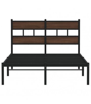vidaXL Bed Frame without Mattress with Headboard Brown Oak 120x190 cm Small Double — Size: 120 x 190 cm