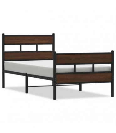 vidaXL Bed Frame without Mattress with Headboard and — Colour: brown oak, Size: 100 x 200 cm, Model: with headboard & footboard