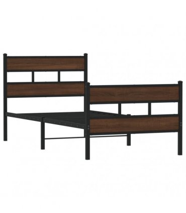vidaXL Bed Frame without Mattress with Headboard and — Colour: brown oak, Size: 100 x 200 cm, Model: with headboard & footboard