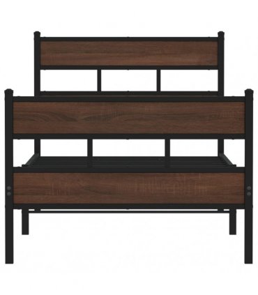 vidaXL Bed Frame without Mattress with Headboard and — Colour: brown oak, Size: 100 x 200 cm, Model: with headboard & footboard