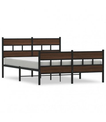 vidaXL Bed Frame without Mattress with Headboard and — Colour: brown oak, Size: 140 x 190 cm, Model: with headboard & footboard