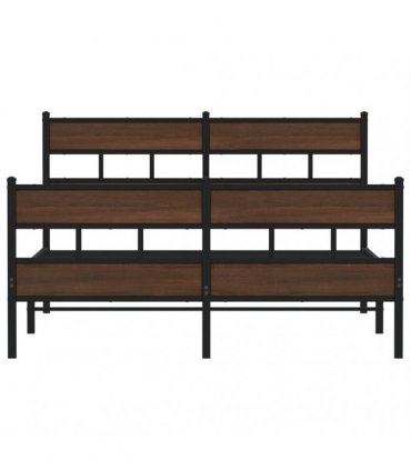 vidaXL Bed Frame without Mattress with Headboard and — Colour: brown oak, Size: 140 x 190 cm, Model: with headboard & footboard