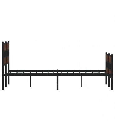 vidaXL Bed Frame without Mattress with Headboard and — Colour: brown oak, Size: 140 x 190 cm, Model: with headboard & footboard