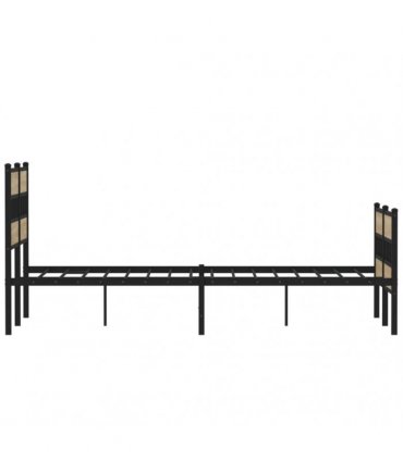 vidaXL Metal Bed Frame without Mattress Sonoma Oak 120x190 — Size: 120 x 190 cm, Model: with headboard & footboard — V0671990332