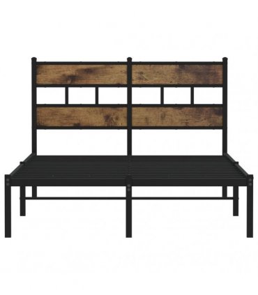 vidaXL Metal Bed Frame without Mattress Smoked Oak 120x200 cm — Size: 120 x 200 cm, Model: with headboard — V0671990335