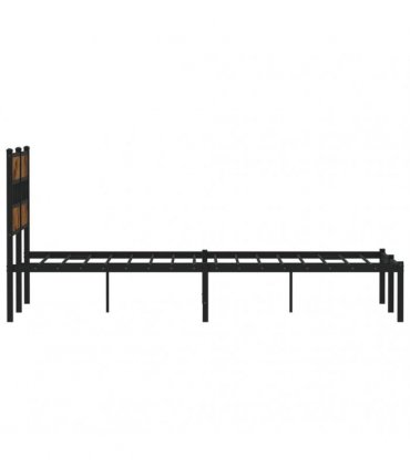 vidaXL Metal Bed Frame without Mattress Smoked Oak 120x200 cm — Size: 120 x 200 cm, Model: with headboard — V0671990335