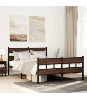 vidaXL Bed Frame without Mattress with Headboard and — Colour: brown oak, Size: 140 x 200 cm, Model: with headboard & footboard