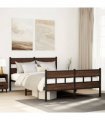 vidaXL Bed Frame without Mattress with Headboard and — Colour: brown oak, Size: 140 x 200 cm, Model: with headboard & footboard