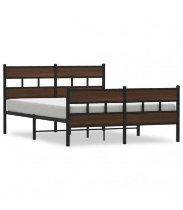 vidaXL Bed Frame without Mattress with Headboard and — Colour: brown oak, Size: 140 x 200 cm, Model: with headboard & footboard