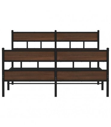 vidaXL Bed Frame without Mattress with Headboard and — Colour: brown oak, Size: 140 x 200 cm, Model: with headboard & footboard
