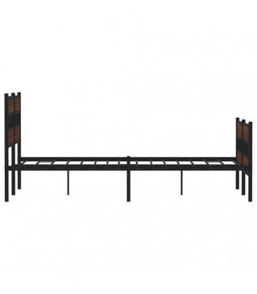 vidaXL Bed Frame without Mattress with Headboard and — Colour: brown oak, Size: 140 x 200 cm, Model: with headboard & footboard