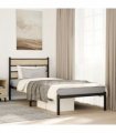 vidaXL Metal Bed Frame without Mattress Sonoma Oak 100x200 cm — Size: 100 x 200 cm, Model: with headboard