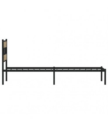 vidaXL Metal Bed Frame without Mattress Sonoma Oak 100x200 cm — Size: 100 x 200 cm, Model: with headboard