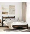 vidaXL Bed Frame without Mattress with Headboard — Colour: smoked oak, Size: 120 x 190 cm, Model: with headboard & low footboard