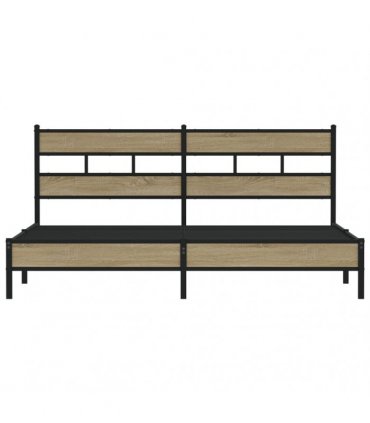 vidaXL Metal Bed Frame without Mattress Sonoma Oak 180x200 cm Super — Size: 180 x 200 cm, Model: with headboard & low footboard