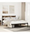vidaXL Metal Bed Frame without Mattress Smoked Oak 140x200 cm — Size: 140 x 200 cm, Model: with headboard