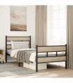 vidaXL Metal Bed Frame without Mattress Sonoma Oak 90x190 c — Size: 90 x 190 cm, Model: with headboard & footboard — V0671990364