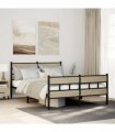 vidaXL Metal Bed Frame without Mattress Sonoma Oak 160x200 cm — Size: 160 x 200 cm, Model: with headboard & footboard