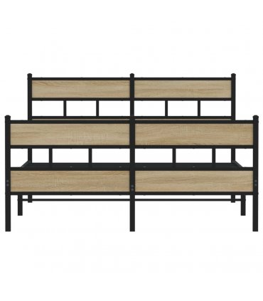 vidaXL Metal Bed Frame without Mattress Sonoma Oak 160x200 cm — Size: 160 x 200 cm, Model: with headboard & footboard