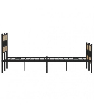 vidaXL Metal Bed Frame without Mattress Sonoma Oak 160x200 cm — Size: 160 x 200 cm, Model: with headboard & footboard