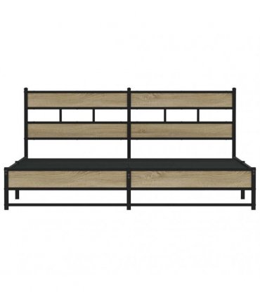 vidaXL Metal Bed Frame without Mattress Sonoma Oak 180x200 cm S — Size: 180 x 200 cm, Model: with headboard & dual low footboard