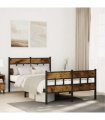 vidaXL Metal Bed Frame without Mattress Smoked Oak 120x200 — Size: 120 x 200 cm, Model: with headboard & footboard — V0671990377