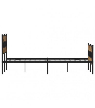 vidaXL Metal Bed Frame without Mattress Smoked Oak 120x200 — Size: 120 x 200 cm, Model: with headboard & footboard — V0671990377