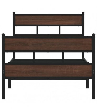 vidaXL Bed Frame without Mattress with Headboard and F — Colour: brown oak, Size: 80 x 200 cm, Model: with headboard & footboard