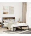 vidaXL Metal Bed Frame without Mattress Smoked Oak 120x190 cm Small Do — Size: 120 x 190 cm, Model: with headboard — V0671990382