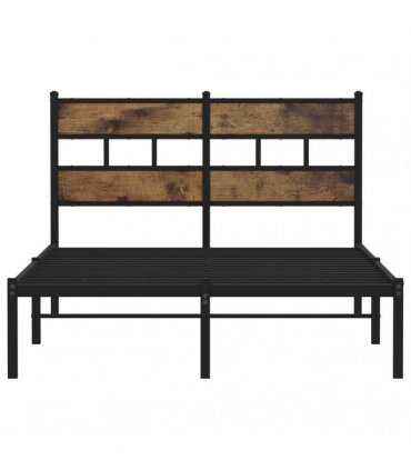 vidaXL Metal Bed Frame without Mattress Smoked Oak 120x190 cm Small Do — Size: 120 x 190 cm, Model: with headboard — V0671990382