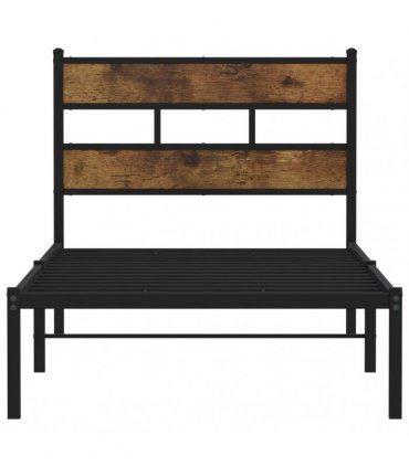 vidaXL Metal Bed Frame without Mattress Smoked Oak 80x200 cm — Size: 80 x 200 cm, Model: with headboard — V0671990388