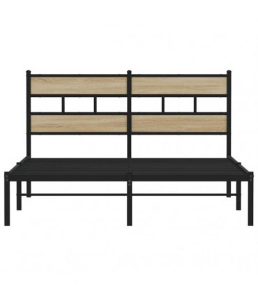 vidaXL Metal Bed Frame without Mattress Sonoma Oak 140x190 cm — Size: 140 x 190 cm, Model: with headboard