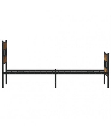 vidaXL Metal Bed Frame without Mattress Smoked Oak 75x190 c — Size: 75 x 190 cm, Model: with headboard & footboard — V0671990394