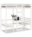 vidaXL Loft Bed Frame with Desk and Chairs White 80x200cm Solid Wood Pine — Size: 80 x 200 cm