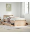 vidaXL Bed Frame without Mattress with Headboard 75x190 cm Small Single Solid Wood Pine — Colour: natural, Size: 75 x 190 cm