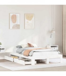vidaXL Bed Frame without Mattress White 120x190 cm Small Double Solid Wood Pine — Size: 120 x 190 cm — V0671990763